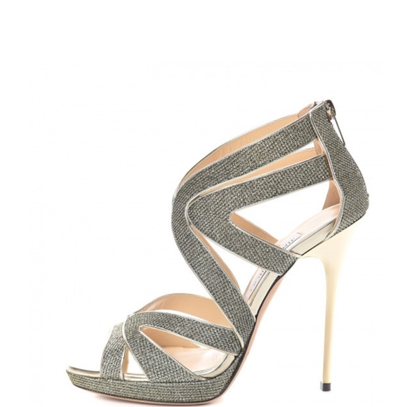 Jimmy Choo Shoes - JIMMY CHOO Glitter Collar Sandal 36.5 Light Bronze